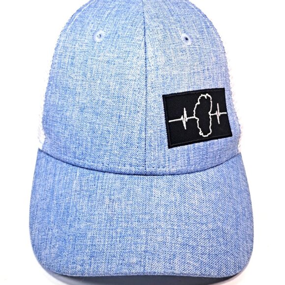 Tahoe Heartbeat Adjustable Snapback Trucker Hat Mesh Back Blue Color Embroidered - Picture 2 of 8